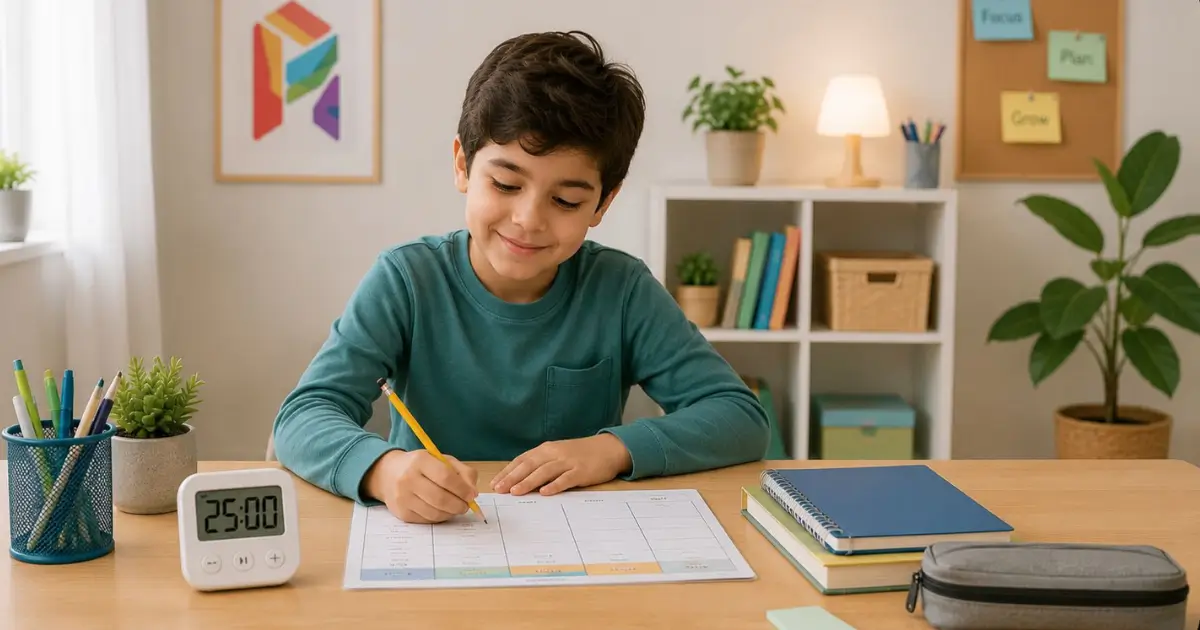 Difficulty concentrating in school-aged children (7-9) with a homework plan and routine